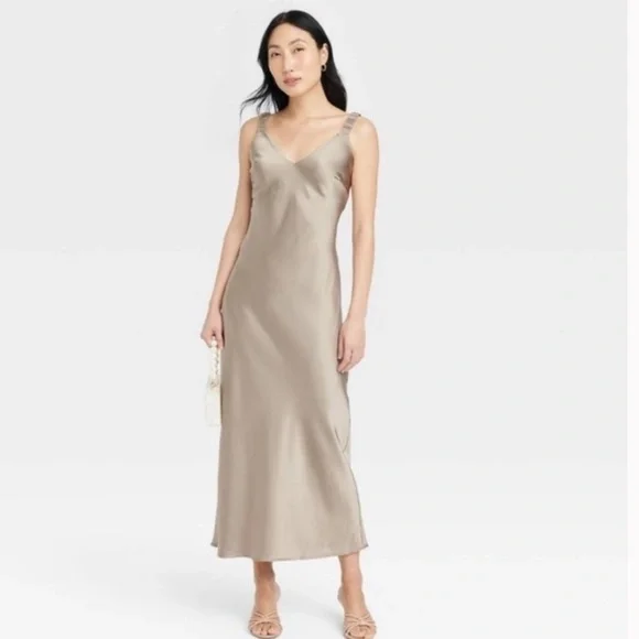 chinese dress ladies Gala Girl Textured Satin Drawstring Maxi Slip Dress Baby Blue / S main image 0